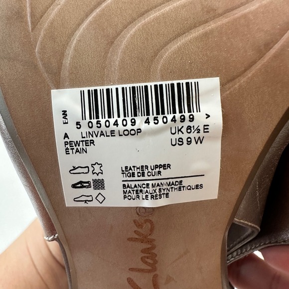 Clarks Linvale Loop Pewter Kitten Heels Pointed Toe Metallic Shoes Women Size 9 - Picture 6 of 10